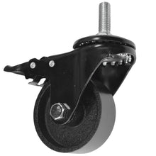 Industrial Black Swivel Caster with Brake on Fitting – Cast Iron – 75mm