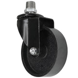 Black industrial swivel caster with 100 mm cast iron wheel, male thread, galvanized cast iron fitting
