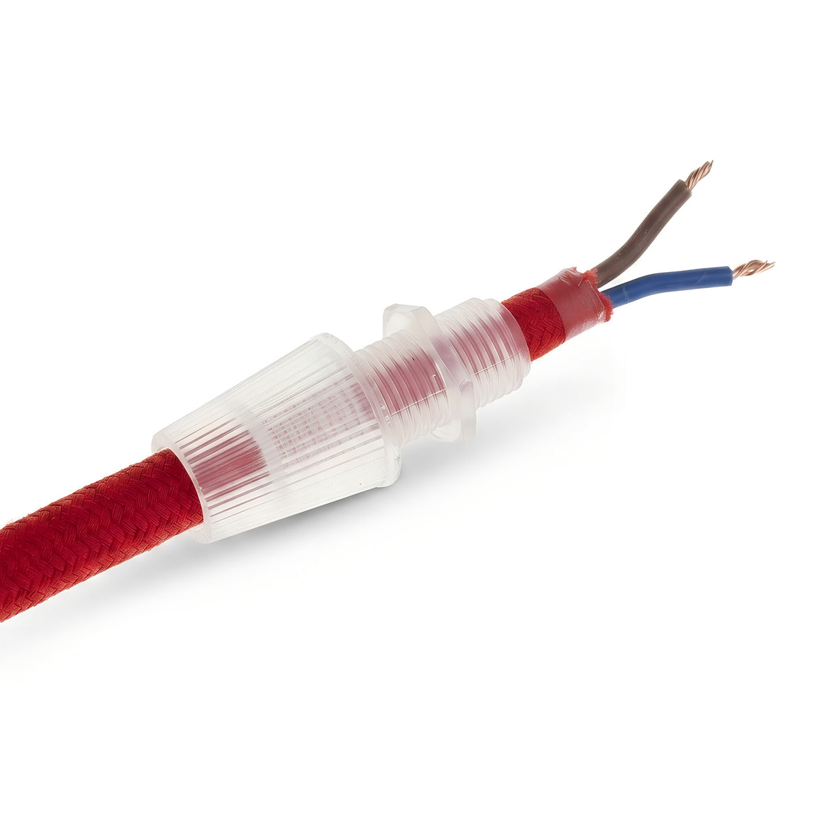 Conical cable grip for fabric cable — Clear