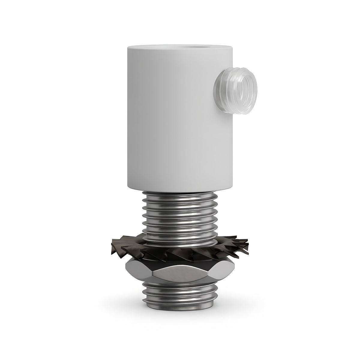 Cylindrical metal cable grip M10x1 with nut and washer — White