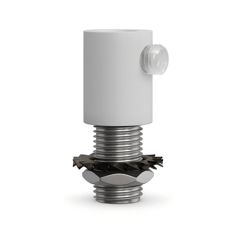 Cylindrical metal cable grip M10x1 with nut and washer — White
