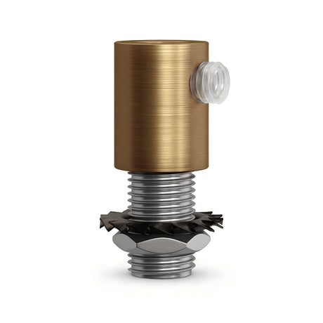 Cylindrical metal cable grip M10x1 with nut and washer — Satin bronze