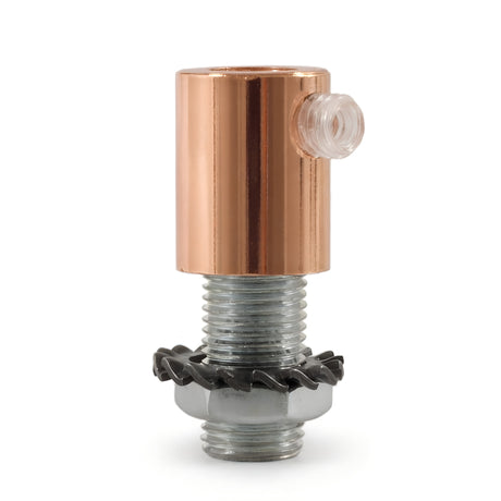 Cylindrical metal cable grip M10x1 with nut and washer — Copper