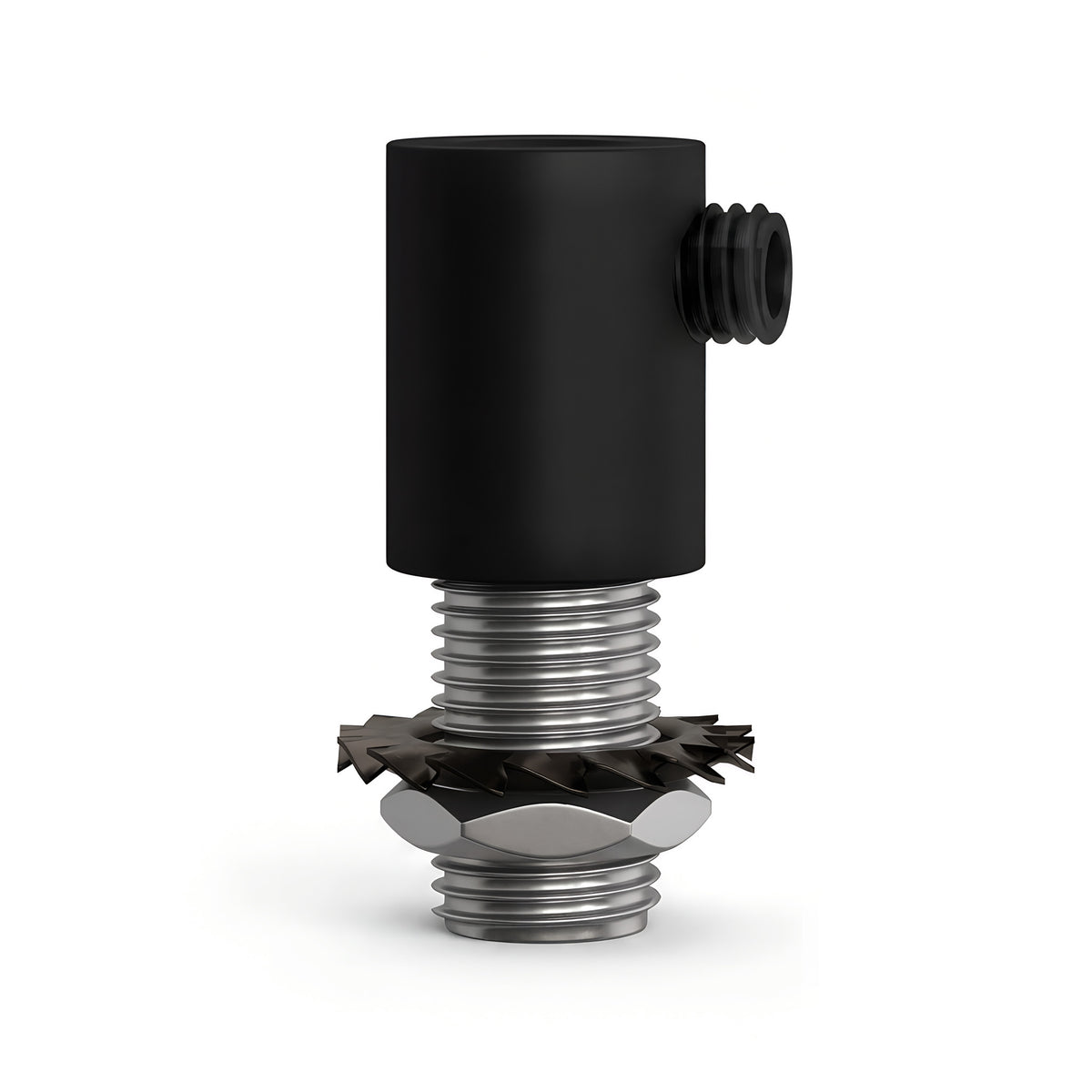 Cylindrical metal cable grip M10x1 with nut and washer — Black