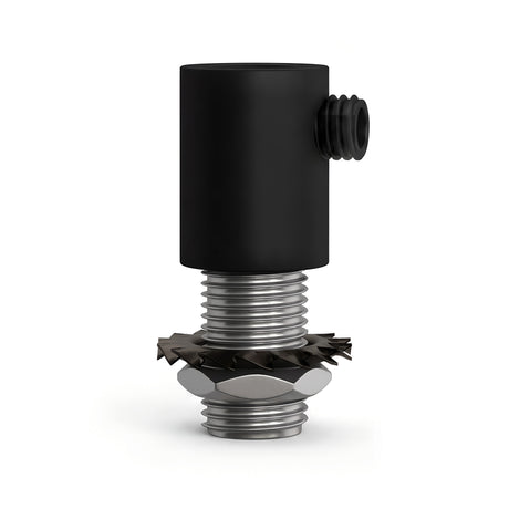 Cylindrical metal cable grip M10x1 with nut and washer — Black