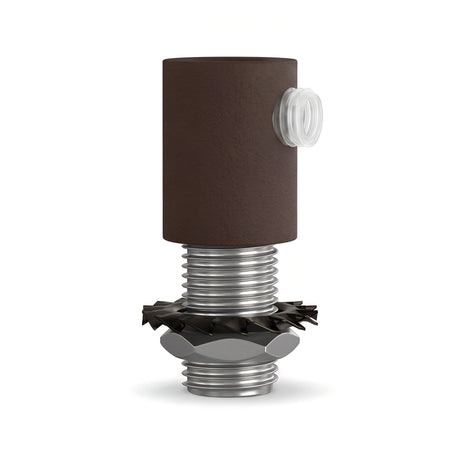 Cylindrical metal cable grip M10x1 with nut and washer — Rust