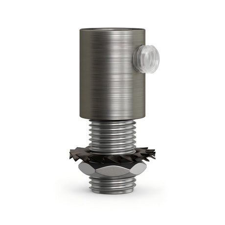 Cylindrical metal cable grip M10x1 with nut and washer — Satin titanium
