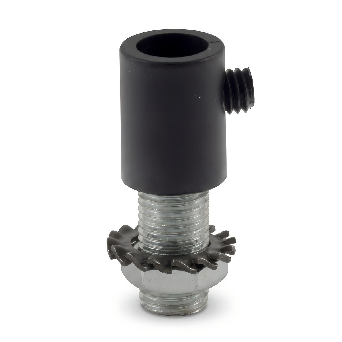 Cylindrical plastic cable grip, M10x1 threaded tube — Black