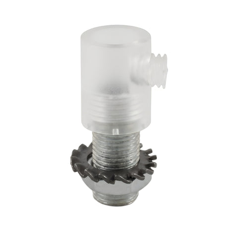 Cylindrical plastic cable grip, M10x1 threaded tube — Clear