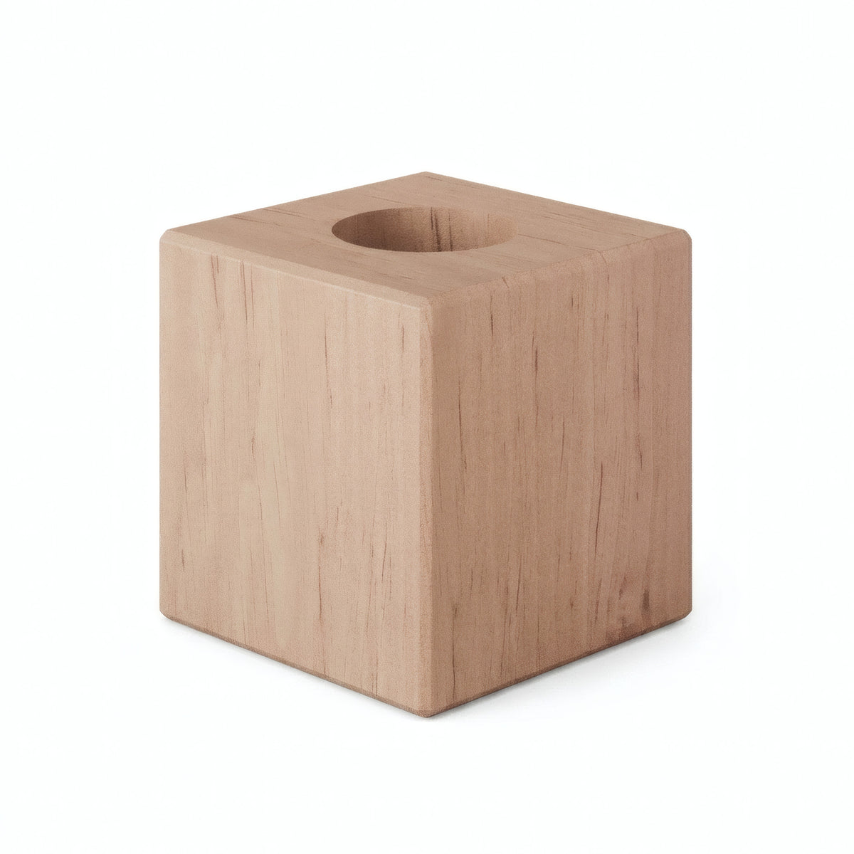 Alder wood cube lamp base for E27 socket — Natural wood