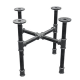 Industrial cast iron coffee table base, cross legs, 38 × 38 cm, 32 cm high, three-quarter view