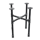 Industrial cast iron coffee table base, cross legs, 38 × 38 cm, 42 cm high, three-quarter view