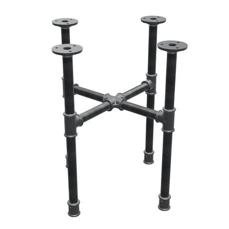 Industrial cast iron coffee table base, cross legs, 38 × 38 cm, 42 cm high, three-quarter view