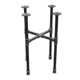 Industrial cast iron coffee table base, cross legs, 38 × 38 cm, 52 cm high, three-quarter view