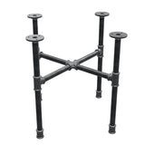 Industrial cast iron coffee table base, cross legs, 48 × 48 cm, 42 cm high, three-quarter view