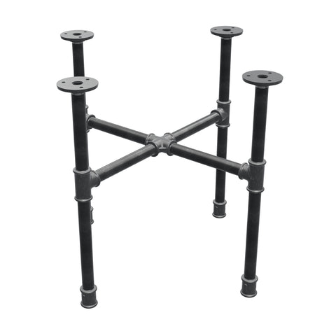 Industrial cast iron coffee table base, cross legs, 48 × 48 cm, 42 cm high, three-quarter view