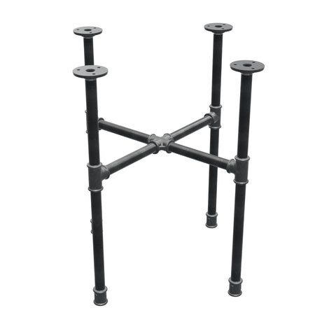 Industrial cast iron coffee table base, cross legs, 48 × 48 cm, 52 cm high, three-quarter view