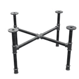 Industrial cast iron coffee table base, cross legs, 58 × 58 cm, 32 cm high, three-quarter view
