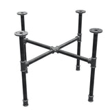 Industrial cast iron coffee table base, cross legs, 58 × 58 cm, 42 cm high, three-quarter view