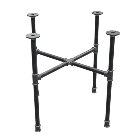 Industrial cast iron coffee table base, cross legs, 58 × 58 cm, 52 cm high, three-quarter view