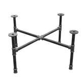 Industrial cast iron coffee table base, cross legs, 68 × 68 cm, 32 cm high, three-quarter view