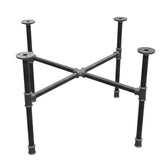 Industrial cast iron coffee table base, cross legs, 68 × 68 cm, 42 cm high, three-quarter view