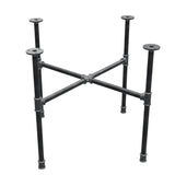 Industrial cast iron coffee table base, cross legs, 68 × 68 cm, 52 cm high, three-quarter view
