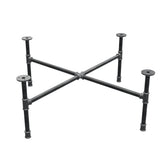Industrial cast iron coffee table base, cross legs, 88 × 88 cm, 32 cm high, three-quarter view