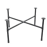 Industrial cast iron coffee table base, cross legs, 88 × 88 cm, 42 cm high, three-quarter view