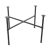 Industrial cast iron coffee table base, cross legs, 88 × 88 cm, 52 cm high, three-quarter view