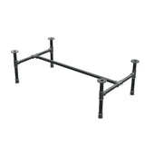 Industrial cast iron coffee table base, H-frame, 101 × 55 cm, 32 cm high, three-quarter view