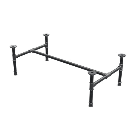 Industrial cast iron coffee table base, H-frame, 101 × 55 cm, 32 cm high, three-quarter view