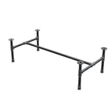 Industrial cast iron coffee table base, H-frame, 111 × 55 cm, 32 cm high, three-quarter view