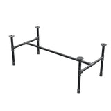 Industrial cast iron coffee table base, H-frame, 111 × 55 cm, 42 cm high, three-quarter view
