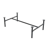 Industrial cast iron coffee table base, H-frame, 111 × 65 cm, 32 cm high, three-quarter view
