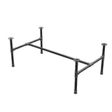 Industrial cast iron coffee table base, H-frame, 111 × 65 cm, 42 cm high, three-quarter view