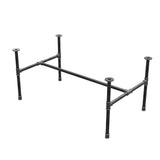 Industrial cast iron coffee table base, H-frame, 111 × 65 cm, 52 cm high, three-quarter view