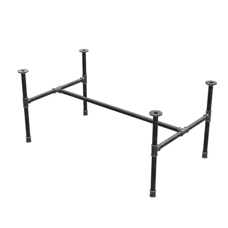 Industrial cast iron coffee table base, H-frame, 111 × 65 cm, 52 cm high, three-quarter view