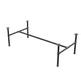 Industrial cast iron coffee table base, H-frame, 131 × 65 cm, 42 cm high, three-quarter view