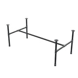 Industrial cast iron coffee table base, H-frame, 131 × 65 cm, 52 cm high, three-quarter view