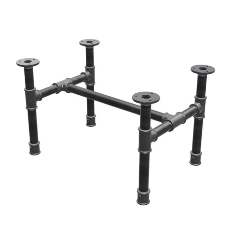 Industrial cast iron coffee table base, H-frame, 51 × 35 cm, 32 cm high, three-quarter view
