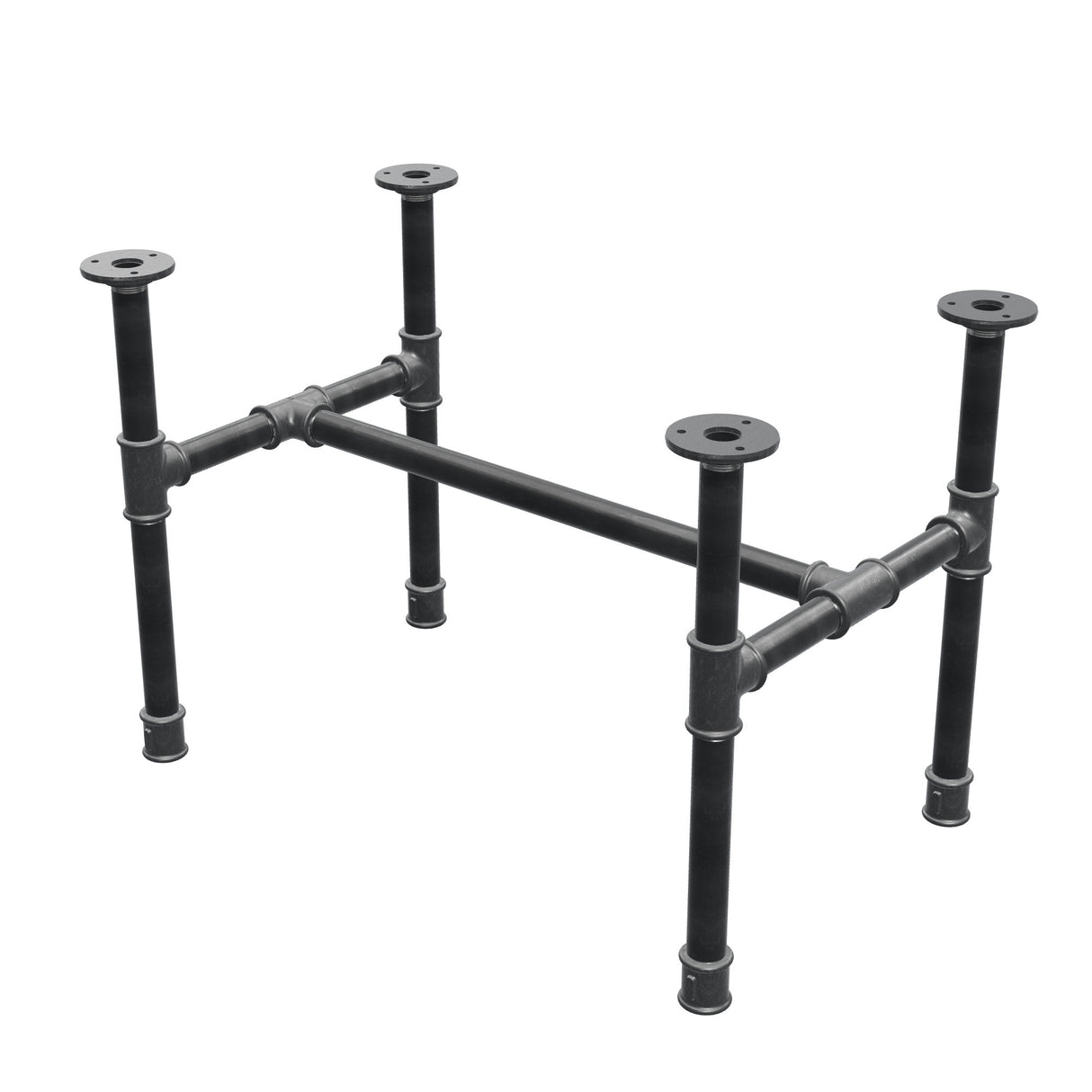 Industrial cast iron coffee table base, H-frame, 61 × 39 cm, 42 cm high, three-quarter view