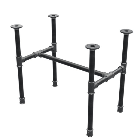 Industrial cast iron coffee table base, H-frame, 61 × 39 cm, 52 cm high, three-quarter view