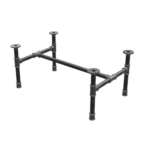 Industrial cast iron coffee table base, H-frame, 71 × 45 cm, 32 cm high, three-quarter view