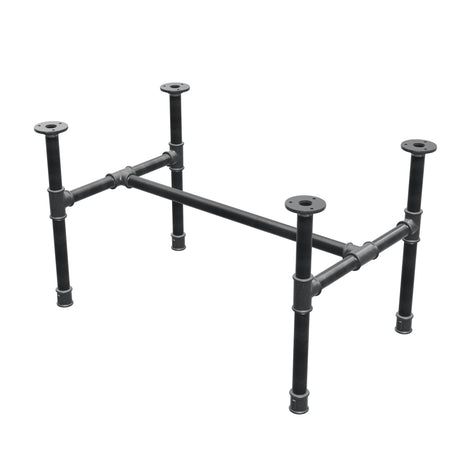 Industrial cast iron coffee table base, H-frame, 71 × 45 cm, 42 cm high, three-quarter view