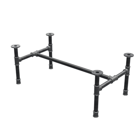Industrial cast iron coffee table base, H-frame, 81 × 45 cm, 32 cm high, three-quarter view