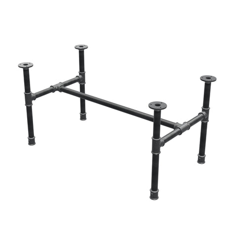 Industrial cast iron coffee table base, H-frame, 81 × 45 cm, 42 cm high, three-quarter view