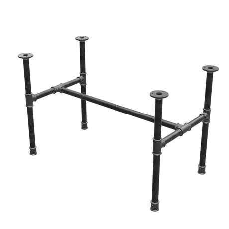 Industrial cast iron coffee table base, H-frame, 81 × 45 cm, 52 cm high, three-quarter view