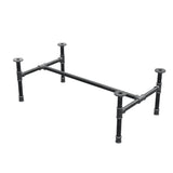 Industrial cast iron coffee table base, H-frame, 91 × 51 cm, 32 cm high, three-quarter view