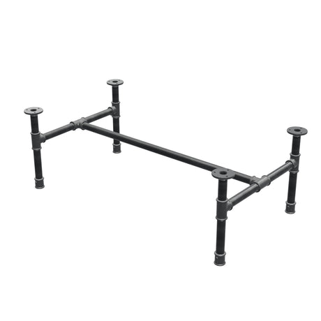 Industrial cast iron coffee table base, H-frame, 91 × 51 cm, 32 cm high, three-quarter view